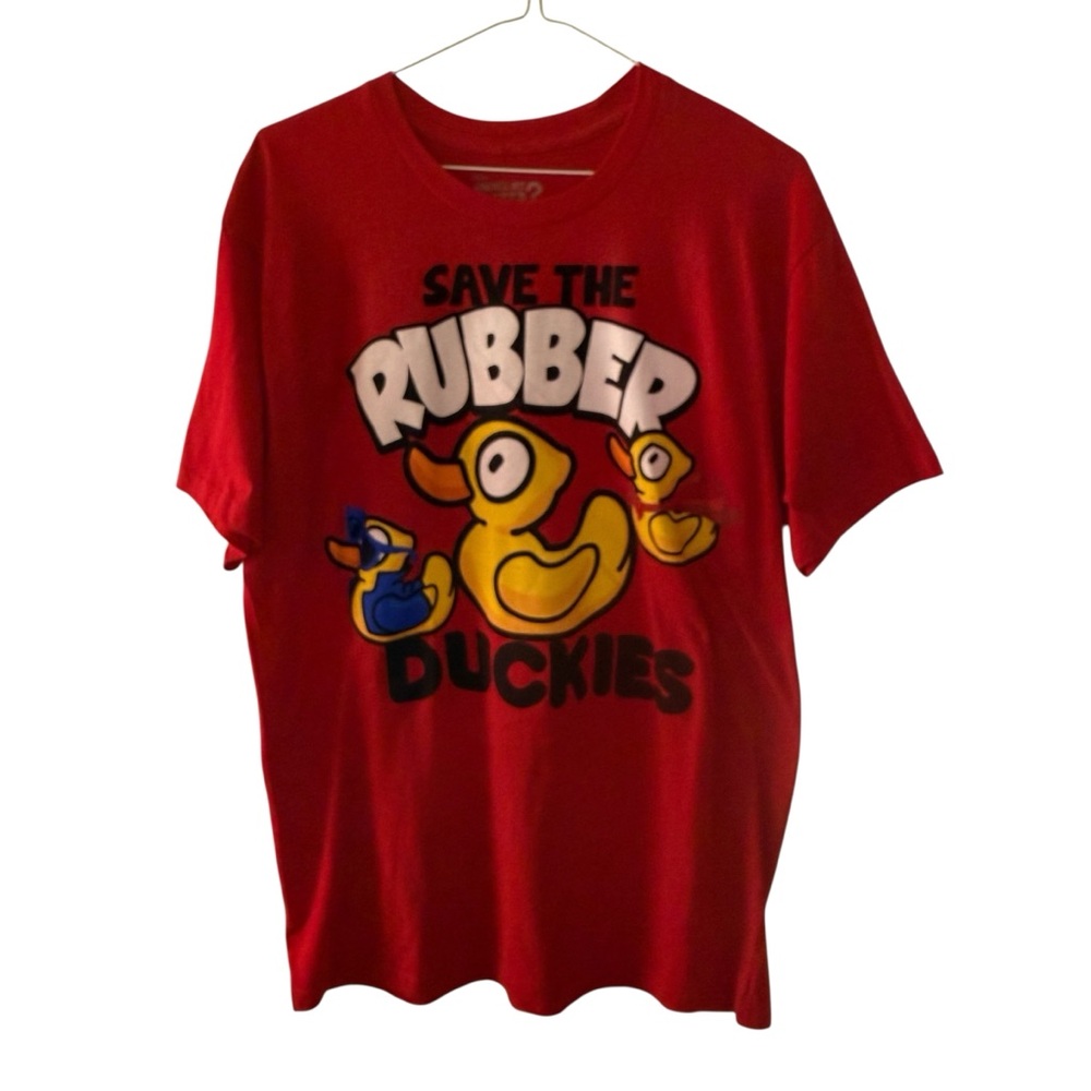 Disney Where’s My Water Save The Rubber Duckies Red Graphic T Shirt L & XL
